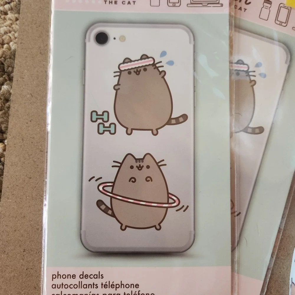 Pusheen the Cat Bundle, Phone Decals, Mint Lip Balm, Lanyard